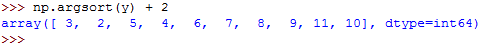 NumPy's argsort method