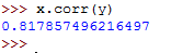 A pearson's correlation coefficient