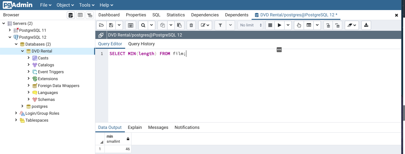 Example of the SQL MIN Function