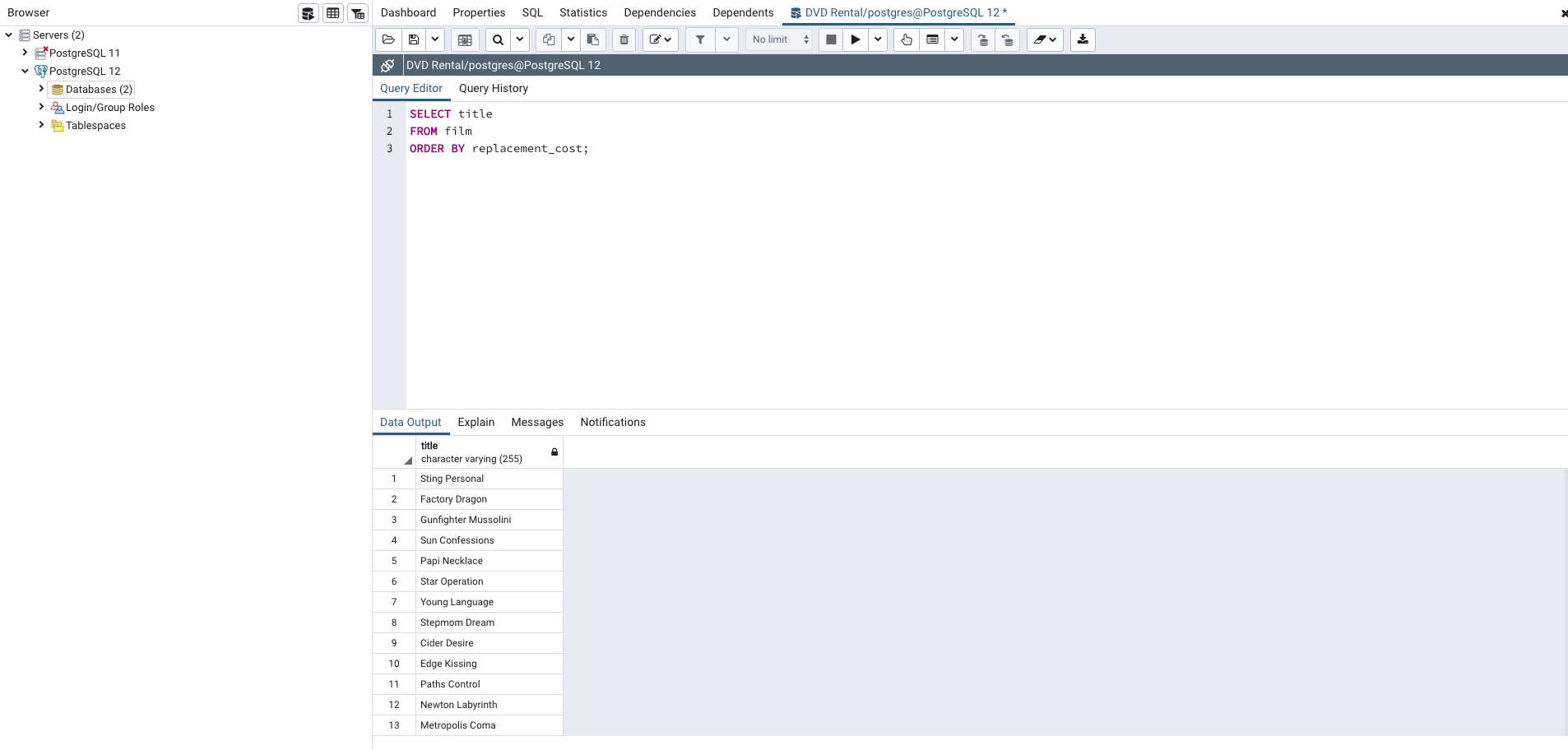 SQL ORDER BY Example